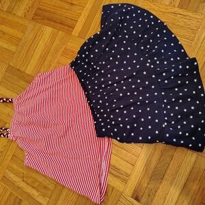 Carter's Red Striped and Navy Star Tank & Skirt Set